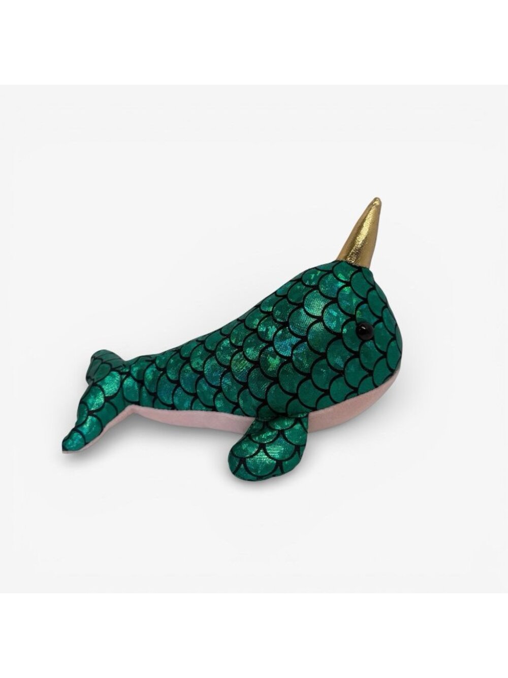 BMI Merchandise Whale Plush Gold Horn Stuffed Animal Toy Green Shiney 9" Scales
